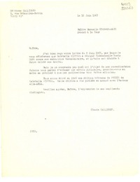 [Carta] 1967 juin 12, Paris, [Francia] [a] Maitre Marcelle Kraemer-Bach