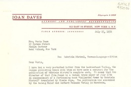 [Carta] 1956 July 25, 112 East 19 Street, New York 3, N. Y., [EE.UU.] [a] Mrs. Doris Dana, 15 Spruce Street, Roslyn Harbour, Lond [i.e. Long] Island, New York, [EE.UU.]