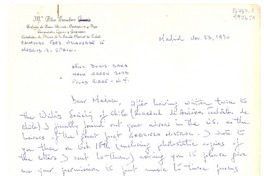 [Carta] 1970 Nov. 23, Raimundo Fdez. Villaverde, 15, Madrid 3, Spain [a] Miss Doris Dana, Hack Green Road, Pound Ridge, N. Y., [EE.UU.]