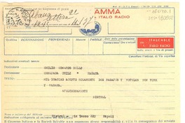 [Telegrama] [1952 nov. 7, Napoli, Italia?] [a] Emilio Edwards Bello, Embajada [de] Chile [en La] Habana, [Cuba]