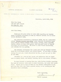 [Carta] 1965 Aug. 15, [Estados Unidos] [a] Doris Dana
