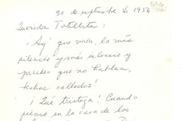 [Carta] 1956 sept. 30 [a la] Querida Totillita