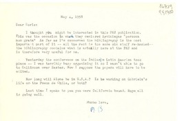 [Carta] 1958 May 4 [a] Dear Doris [Dana]
