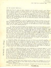 [Carta] 1947 oct. 5, New York, [Estados Unidos] [a] Gabriela [Mistral]