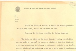[Carta] 1942, Belo Horizonte, [Brasil] [a] Gabriela Mistral