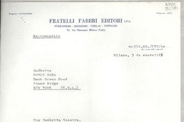 [Carta] 1966 ene. 3, Milano, [Italia] [a] Señorita Doris Dana, Hack Green Road, Pound Ridge, New York