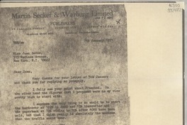 [Carta] 1971 Jan. 7, London, [Inglaterra] [a] Miss Joan Daves, 515 Madison Avenue, New York, N. Y.