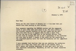 [Carta] 1971 Jan. 5, [Estados Unidos] [a] Mr. Tom G. Rosenthal, London, England