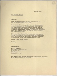 [Carta] 1971 Mar. 26, [Estados Unidos] [a] Mr. T. G. Rosenthal, London