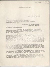 [Carta] 1958 feb. 4, [Puerto Rico] [a] Rafael Brenes