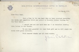 [Carta] 1973 Mar. 9, Rapallo, [Italy] [a] Dear Miss Dana