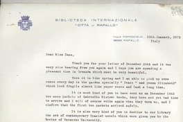 [Carta] 1973 Jan. 16, Rapallo, Italy [a] Dear Miss Dana