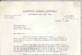 [Carta] 1966 Nov. 10, [Estados Unidos] [a] Miss Doris Dana, Hack Green Road, Pound Ridge, New York