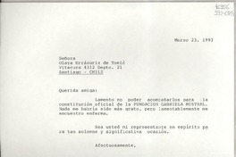 [Carta] 1993 mar. 23, Naples, Florida, [Estados Unidos] [a] Señora Olaya Errázuriz de Tomic, Vitacura 4312, Depto. 21, Santiago, Chile