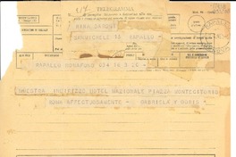 [Telegrama] 1951 apr. 3, Roma, [Italia] [a] Gabriela Mistral, Rapallo