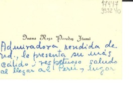 [Tarjeta] 1954 ago. 31, Chiclayo, Perú [a] Gabriela Mistral