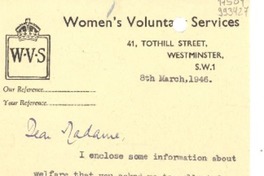 [Carta] 1946 Mar. 8, Westminster, [Inglaterra] [a] Gabriela Mistral, Londres