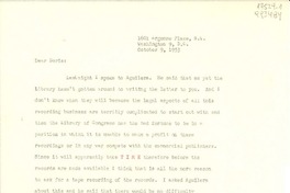 [Carta] 1953 Oct. 9, 1601 Argonne Place, N. W., Washington, 9, D. C., [EE.UU.] [a] Dear Doris