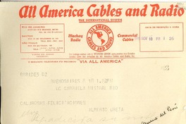 [Telegrama] 1945 nov. 18, Buenos Aires [a] Gabriela Mistral, Río de Janeiro