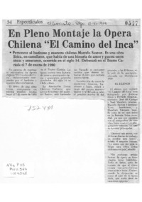 En pleno montaje la Opera Chilena "El camino del Inca"