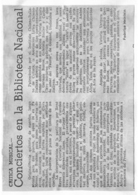 Conciertos en la Biblioteca Nacional Crítica Musical