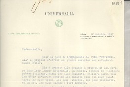 [Carta] 1947 oct. 12, Roma, [Italia] [a] Gabriela Mistral, Los Ángeles, California