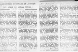 Algo sobre el Diccionario de la Región del Maule de Matías Rafide  [artículo] Hugo Morán Muñoz.