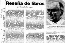 Reseña de libros  [artículo] Marino Muñoz Lagos.