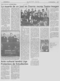 La Muerte de un juez en Osorno recrea Teatro Imagen