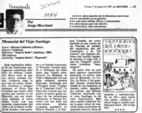 "Memorial del viejo Santiago"  [artículo] Jorge Marchant.