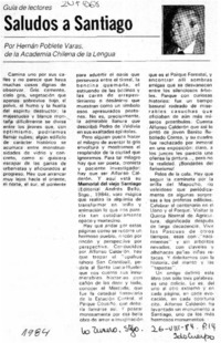 Saludos a Santiago  [artículo] Hernán Poblete Varas.