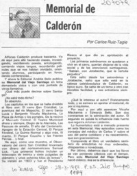 Memorial de Calderón  [artículo] Carlos Ruiz-Tagle.