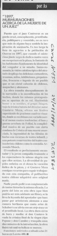 "1897, murmuraciones acerca de la muerte de un juez"  [artículo] As.