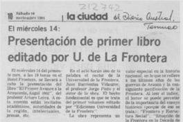 Presentación de primer libro editado por U. de La Frontera Presentación de primer libro editado por U. de La Frontera