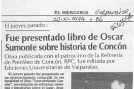 Fue presentado libro de Oscar Sumonte sobre historia de Concón  [artículo].