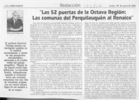 "Las 52 puertas de la Octava Región, las comunas del Perquilauquén al Renaico"  [artículo] Marco Aurelio Reyes Coca