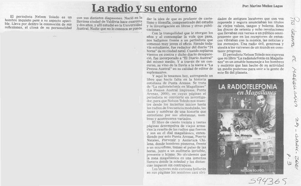 La radio y su entorno  [artículo] Marino Muñoz Lagos