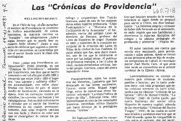 Las "Crónicas de Providencia"  [artículo] Wellington Rojas V.