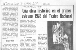 Una Obra histórica en el primer estreno 1978 del Teatro Nacional.