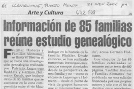 Información de 85 familias reúne estudio genealógico