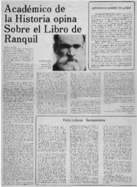 Académico de la historia opina sobre el libro de Ranquil.