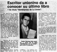 Escritor unionino da a conocer su último libro.