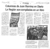columnas de Juan Ramírez en Diario La Región son compiladas en un libro