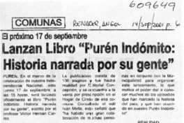 Lanzan libro "Purén indómito, historia narrada por su gente"  [artículo]