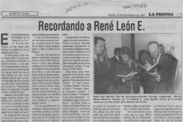 Recordando a René León E.  [artículo] René León Manieu.