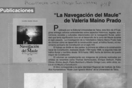 "La Navegación del Maule" de Valeria Maino Prado  [artículo].