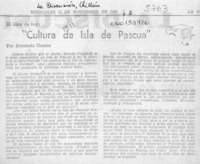 "Cultura de Isla de Pascua"  [artículo] Armando Guerra.