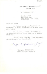 [Carta] 1967 déc. 2, Kléber, Francia [a] Doris Dana, Pound Ridge, New York