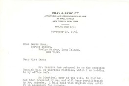 [Carta] 1956 nov. 27, New York [a] Doris Dana, Long Island, New York