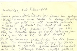 [Carta] 1957 feb. 8, Montevideo, Uruguay [a] Doris Dana, [New York]